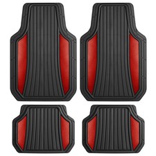 Motor Trend Shield Black Red Rubber Floor Mats Car Suv Truck Interiorprotection