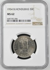 British Honduras 50 Cents 1954 NGC MS 62