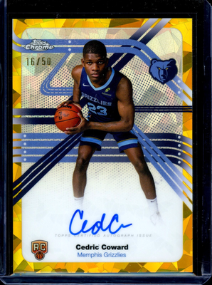 2025 Topps Chrome Sapphire Gold Auto /50 Cedric Coward RC Rookie 