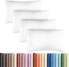 Queen Pillow Cases Set of 4 - Ultra Soft Cozy Pillowcase Covers - White Hotel