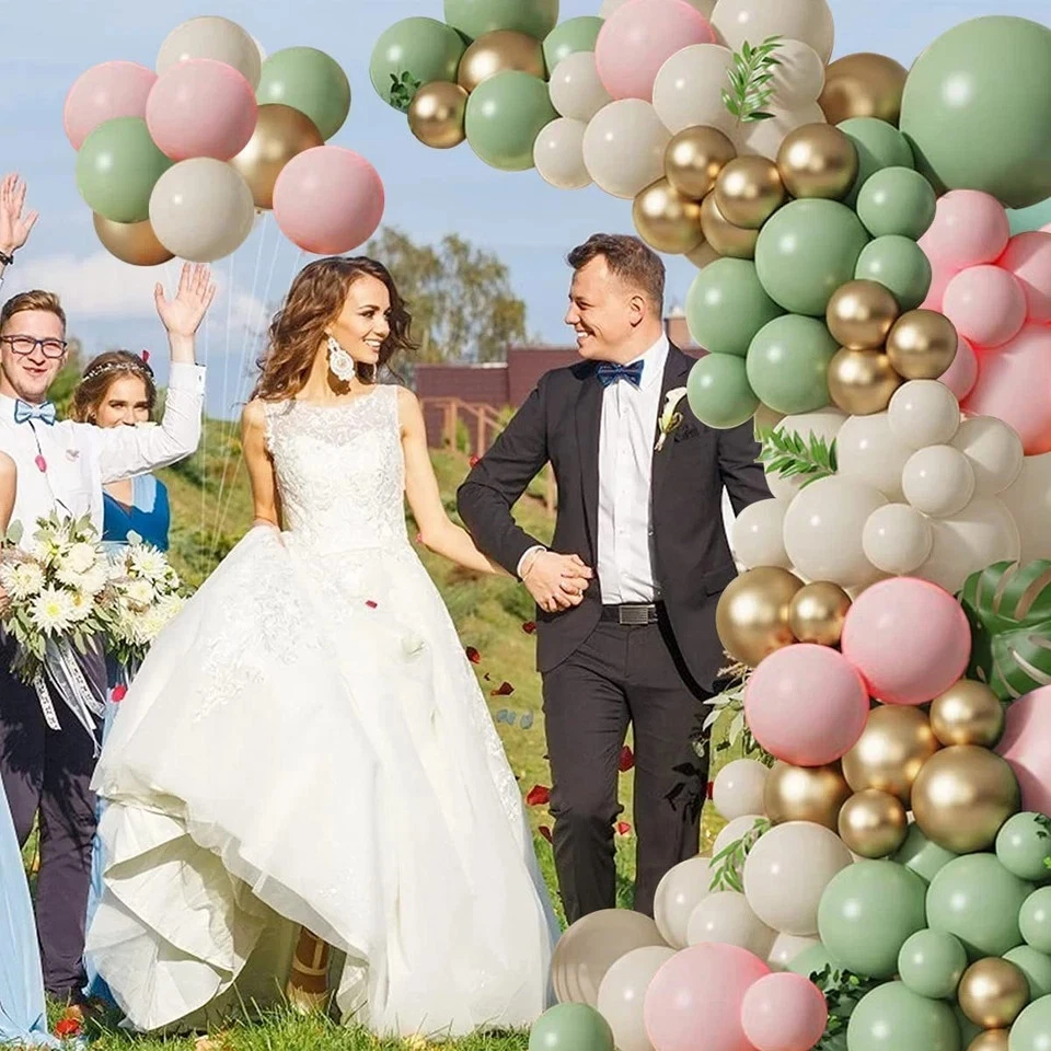 Sage Green Pink Balloons Garland Kit,133pcs Olive Green Blush Pink Sand White... - Image 4 of 4