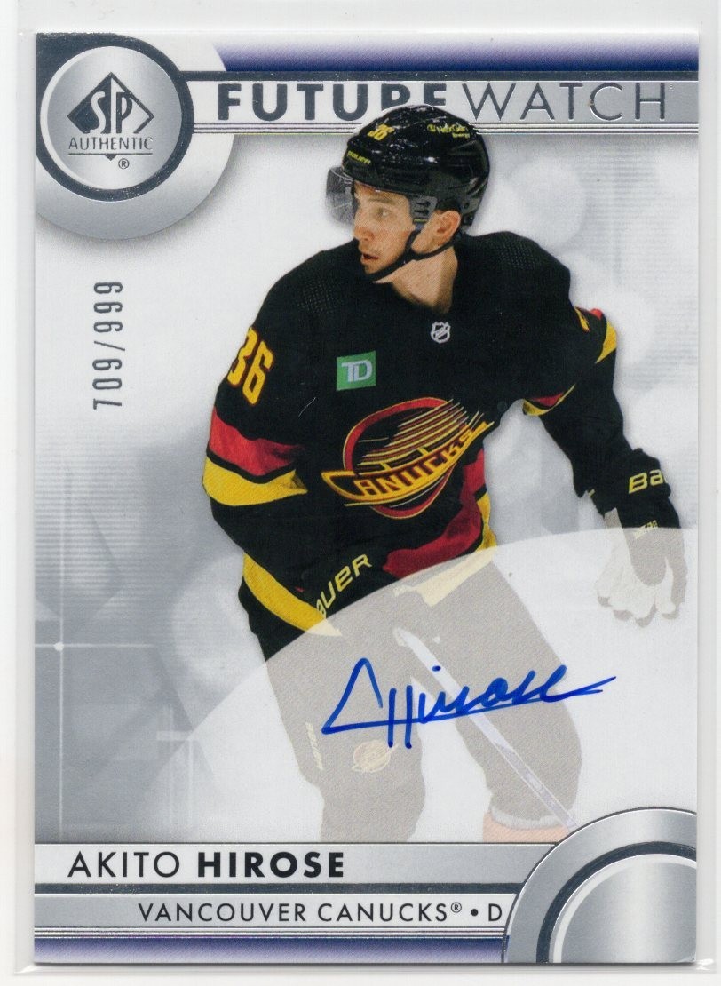 2023-24 SP Authentic Future Watch Auto Rookie #131 Akito Hirose 709/999 Canucks