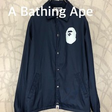 A Bathing Ape Vintage Navy Coach Jacket S Nylon Logo Outerwear