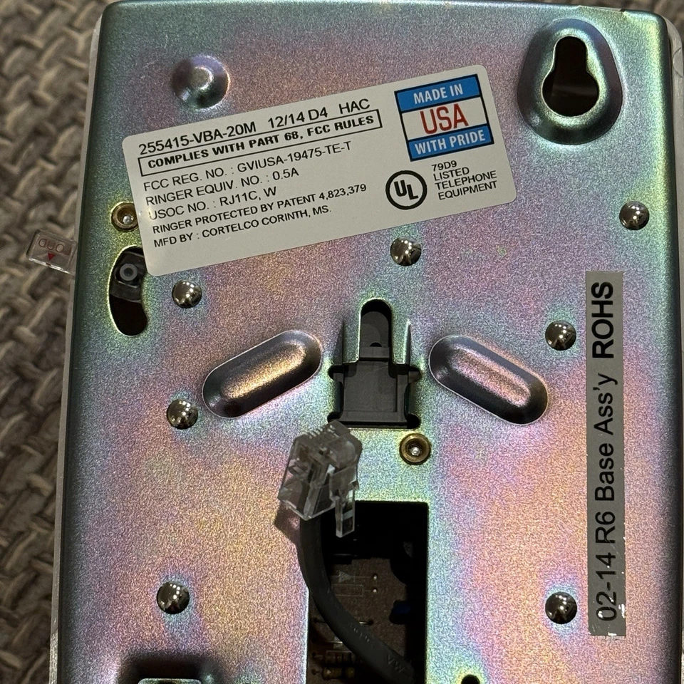 CORTELCO 255415-VBA-20M Corded Wall Mount Telephone White w/Volume - Open Box - Image 3 of 4