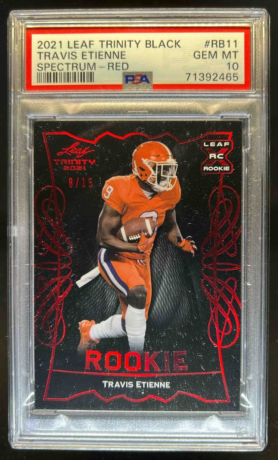 Travis Etienne Leaf Trinity Black #RB11 Spectrum-Red