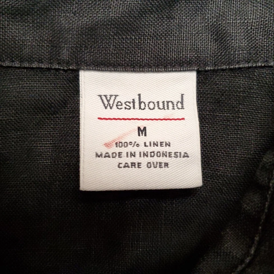 Camisa De Colección Westbound Para Mujer Mediana Negra 100% Lino Clásica Cómoda Informal Top Foto 4 de 4