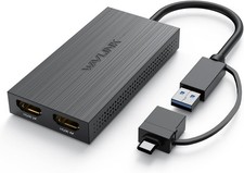 WAVLINK USB 3.0 or USB C to HDMI Adapter, HDMI Splitter for Dual Monitors