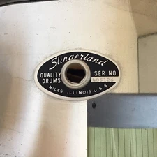 Slingerland 14” Snare Drum Festival Steel 14”x5” Black oval Niles Illinois Badge