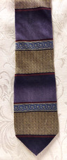 Chez Roffe Imported SILK Tie Burgundy Purple Gold Blue Gray Striped Tie 57 x 4