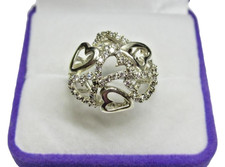 Vintage Sterling Silver 925 Cubic Zirconia Ring Openwork Heart Design Size 7.25