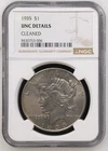 1935 P $1 Peace Dollar NGC UNC Details Cleaned Toner on Reverse