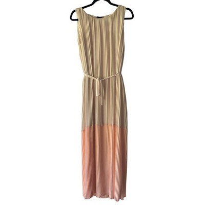 Vila Dress Color Block Pleated Vimerle Maxi Dress Women s Size Medium Lined 