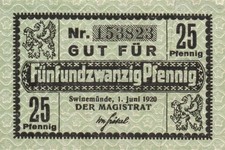 3 Gutscheine Notgeld Swinem&uuml;nde 25, 50 Pfg. 1919, 75 Pfg. 1922 (Nr. 3460)