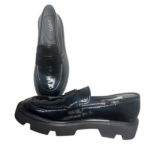 NWOT FRANCO SARTO Ream Lug Sole Black Patent Leather Loafers Women's Size 9.5 - Picture 3 of 8