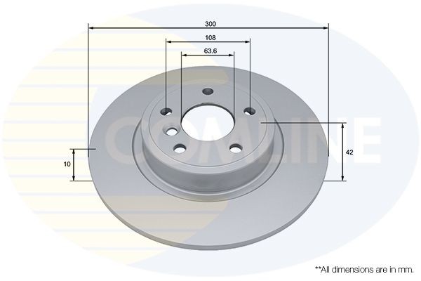 Brake Disc Rear Solid Coated 300 mm Outer ⌀ Fits Jaguar E-Pace XE XF COMLINE