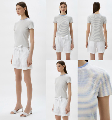 LAUREN RALPH LAUREN Striped Top Bluse Streifen Shirt T-shirt In Offwhite New M