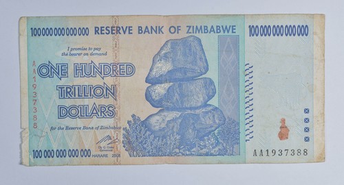 2008 - 100 TRILLION Dollar - Zimbabwe - AA Notes - 100% Authentic