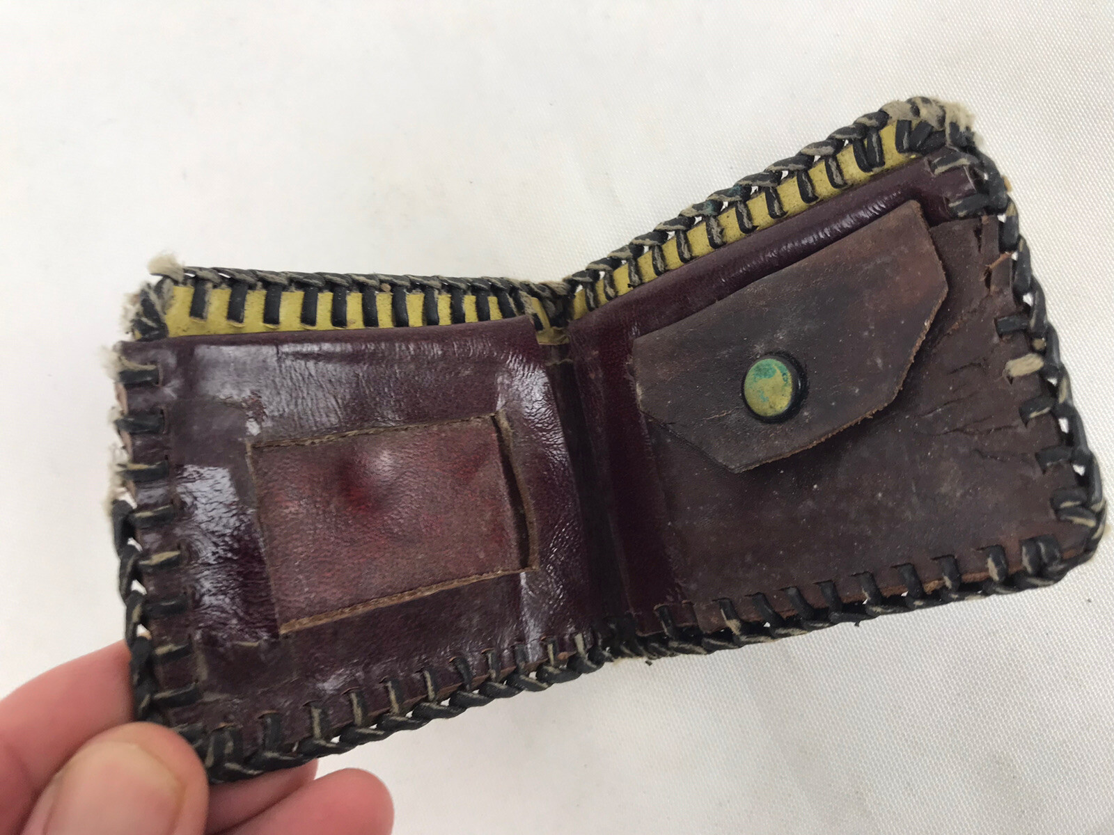 Vintage 1970s Hand Tooled Child's Leather Wallets Rel… Gem