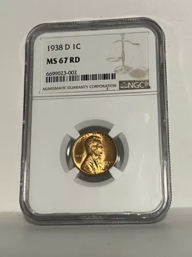 1938-D NGC MS67 RD Lincoln Wheat Cent 1c
