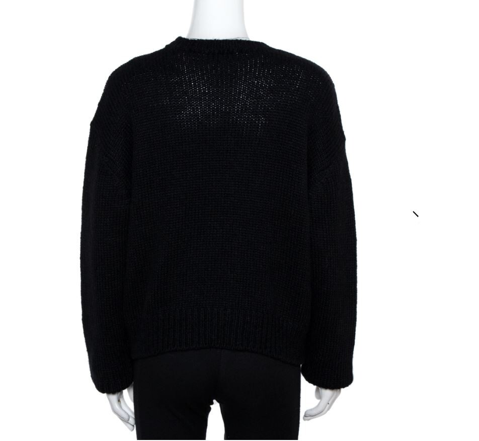 Valentino Women's Wool Blend V Logo Inlay Alpaca Sweater, Black