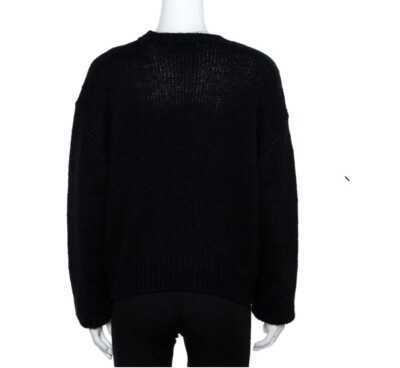 Valentino Women's Wool Blend V Logo Inlay Alpaca Sweater, Black