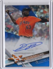 2017 Topps Chrome Blue Refractor Rookie Auto #DP David Paulino Astros /150