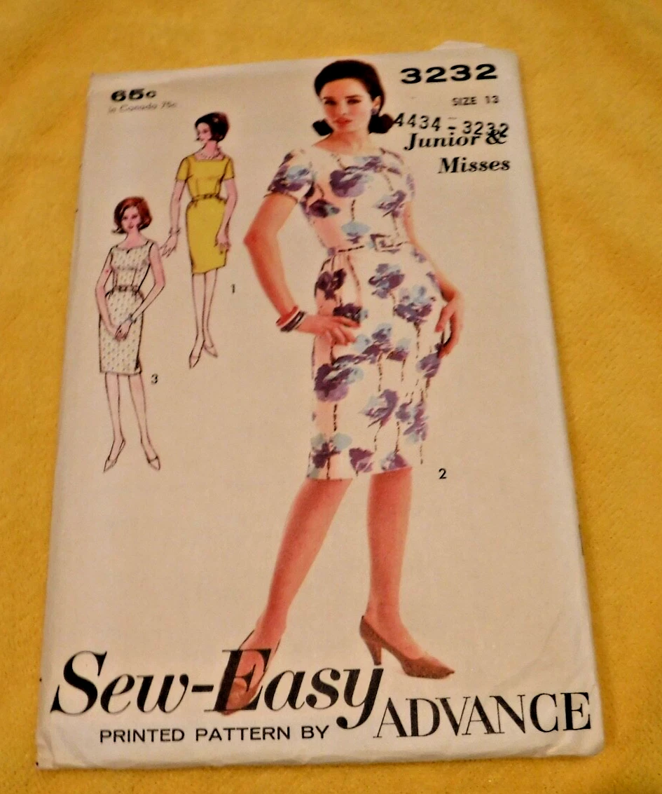 Advance Sewing Pattern 3232 JR - Misses' Dress, Vintage Pattern, Sew-Easy SZ 13