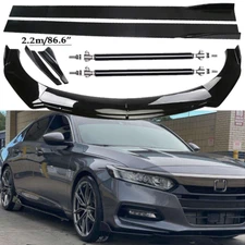 Front Bumper Lip Spoiler Side Skirts Rear Glossy Black For Honda Accord EX-L LX