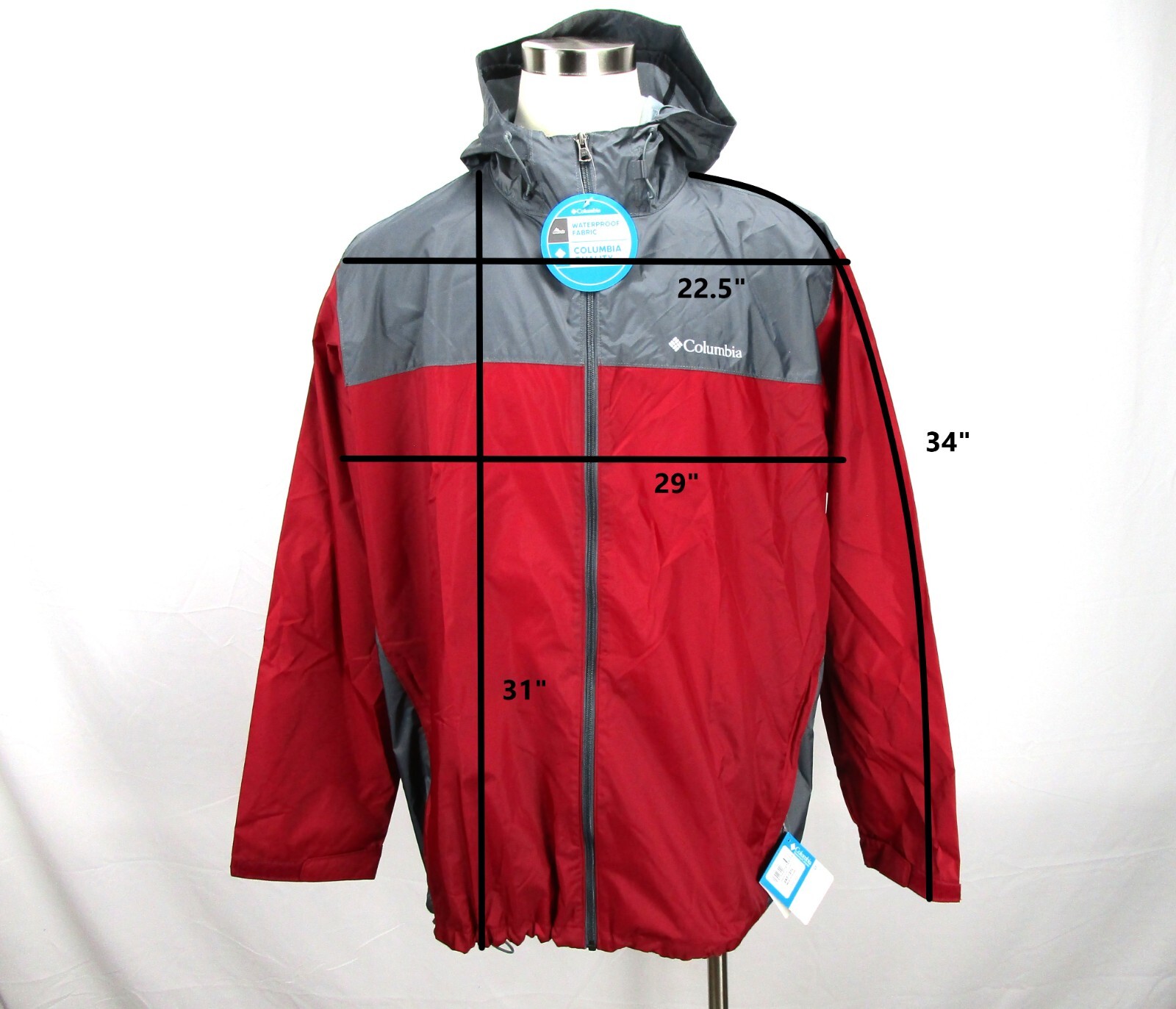 Columbia Sportswear Drain Jacket Rain Coat Men&rsquo;s 2XLT Waterproof Adjustable Hood