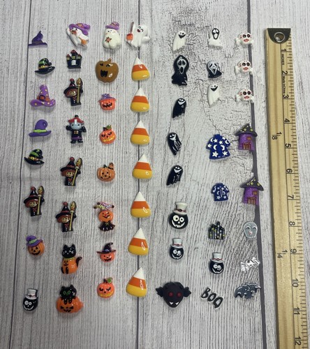 Halloween Lot 56 Resin Flatback Embellishment Button Bows Craft Scrapbook Slime - Picture 3 of 13