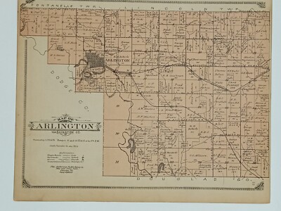 1913 Arlington Richmond Township Plat Map Washington County Nebraska | eBay