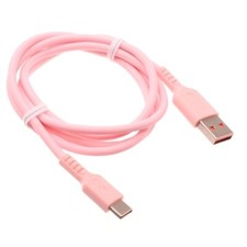 Pink 3ft USB-C Cable Charger Cord Power Wire Type-C Fast for Phones Tablets