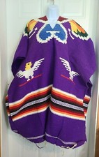 Handmade Multicolor Poncho Made in Yacatan Mexico One Size 40x43