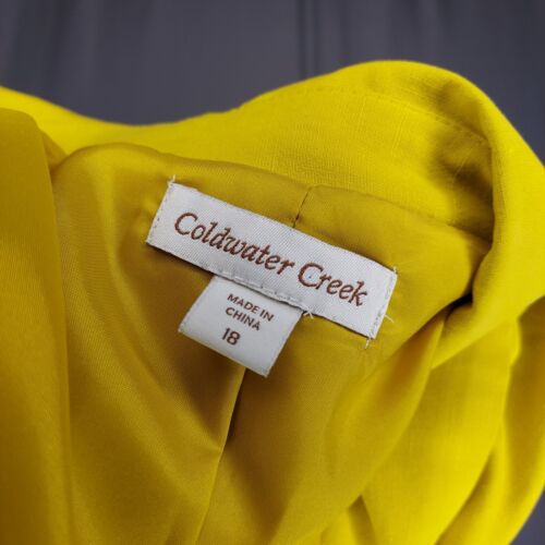 Coldwater Creek Jacket Womens 18 Gold Silk Linen Collar Short Sleeve 1-Snap - Picture 4 of 8