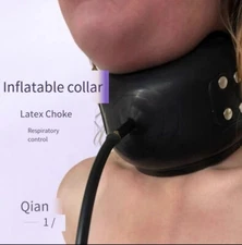 Black Latex Neck Corset Inflatable Neck Corset Collar Back Zipper BDSM