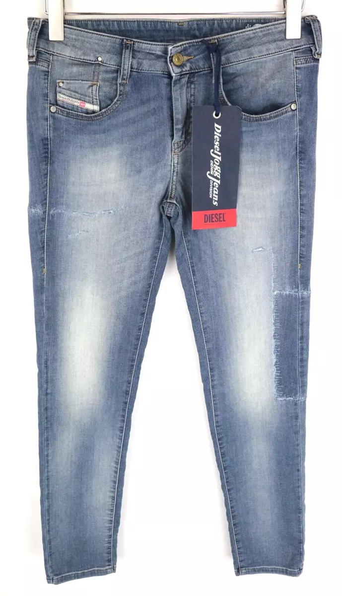 DIESEL D-Ollies-Ne 069JZ Women Jeans W27 Jogg Sweat Blue Zipped Slim Fit Stretch