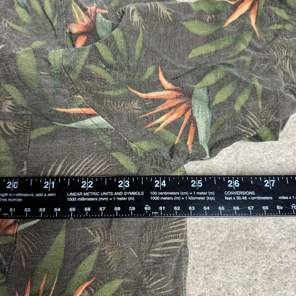 Мужская гавайская рубашка Solitude на пуговицах моющаяся %100 шелк цветочный узор XL зеленая повседневная - Изображение 4 из 4