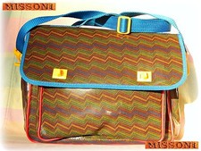 MISSONI VINTAGE 1980 💼 Fashion BORSA tracolla portadocumenti multirighe ZIG ZAG