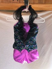 Black Multi Color Sparkling Youth Vest Shorts Dance Costume