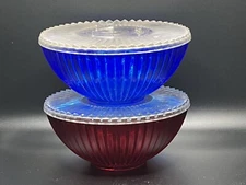 1960s Vintage Glass Looking Plastic Bowls with Lids