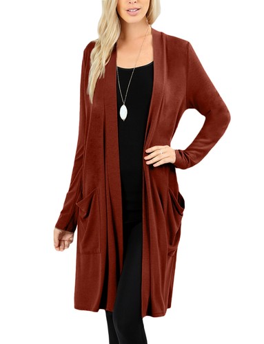 NE PEOPLE Damen Basic Langarm vorne offen lässig Taschen Cardigan NEUJ1440 - Bild 66 von 125