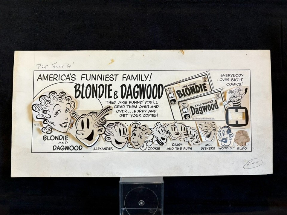 July 1960 BLONDIE DAGWOOD Family Comic Original Art Advertising 7x14  Chic Young Comic Art