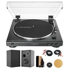 Audio-Technica AT-LP60X-BK Black Turntable+4" Speakers+Cleaning Kit+Cork Mat Kit