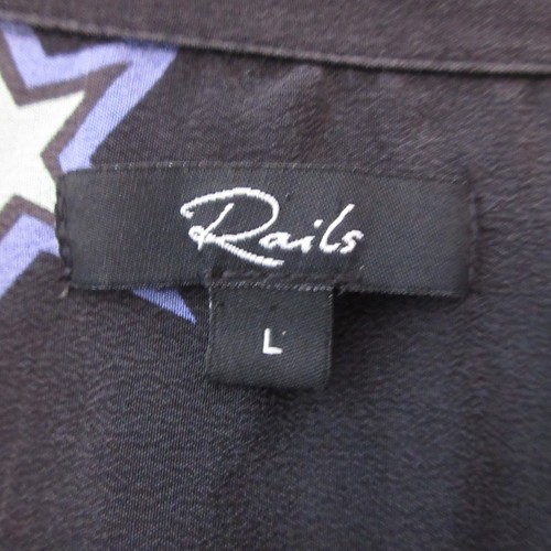 Rails Top Blouse Women Large Black Cosmic Stars Rebel Silk Button Up Pocket - Picture 6 of 12
