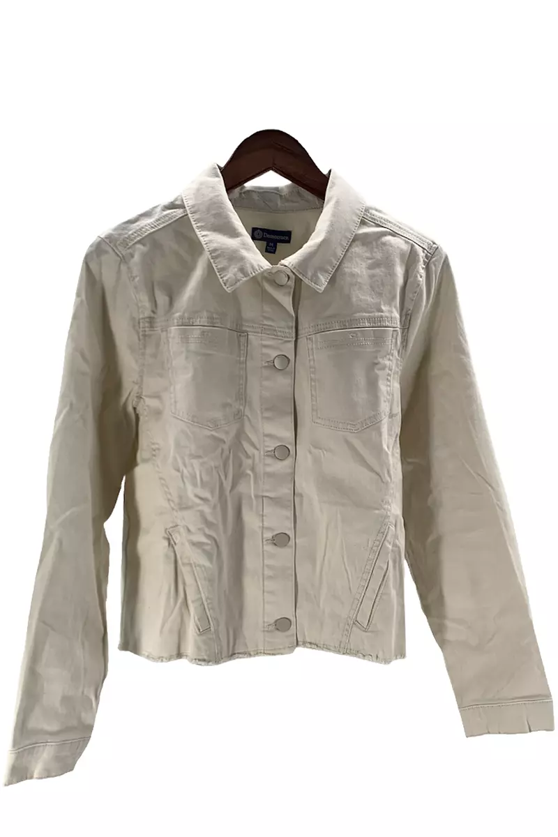Democracy Fray Hem Denim Jacket Cream eBay