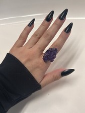 Purple Amethyst Drazy Copper Ring Size 6.5