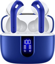 Blue Wireless in-Ear Earbuds Bluetooth Headphones IPX5 CVC Noise Cancelling Mic