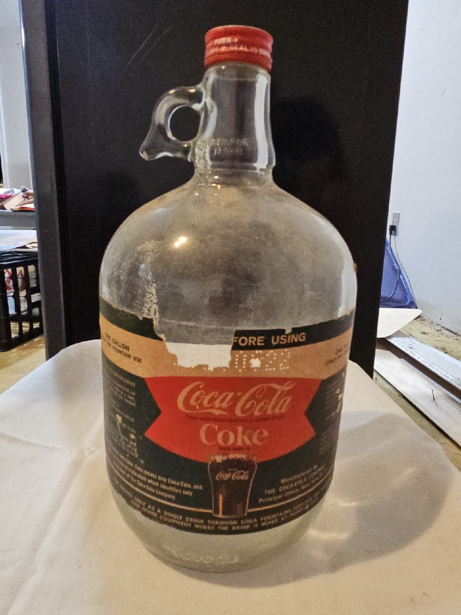 Coca-Cola Soda Fountain Syrup Glass 1 Gallon Jug w/ Paper Label