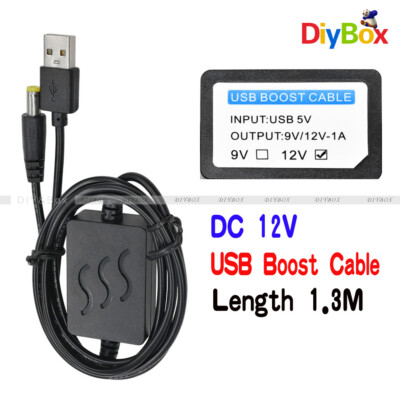 USB Boost Cable 1.3M DC 5V to 12V 1A USB Power Supply Converter 5.5*2.1mm 5V 12V