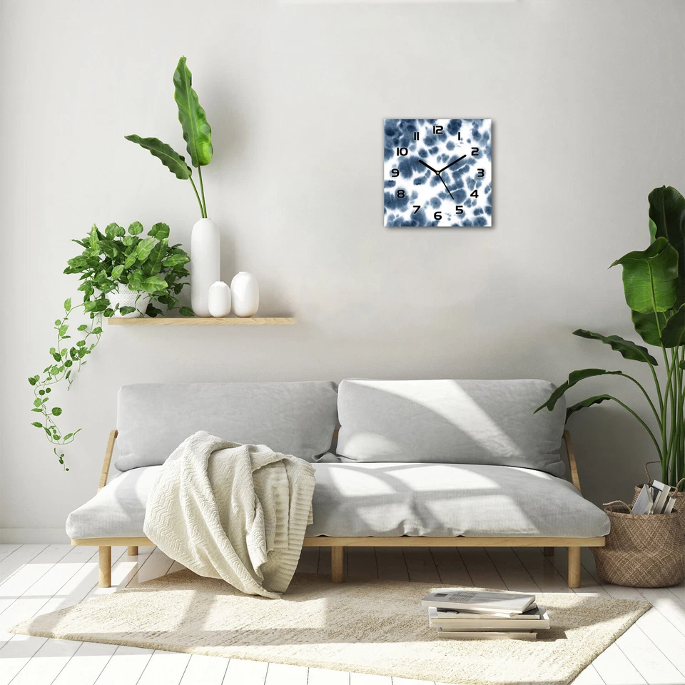 Horloge Murale En Verre moderne Bleu encre 30x30 - Photo 2/4